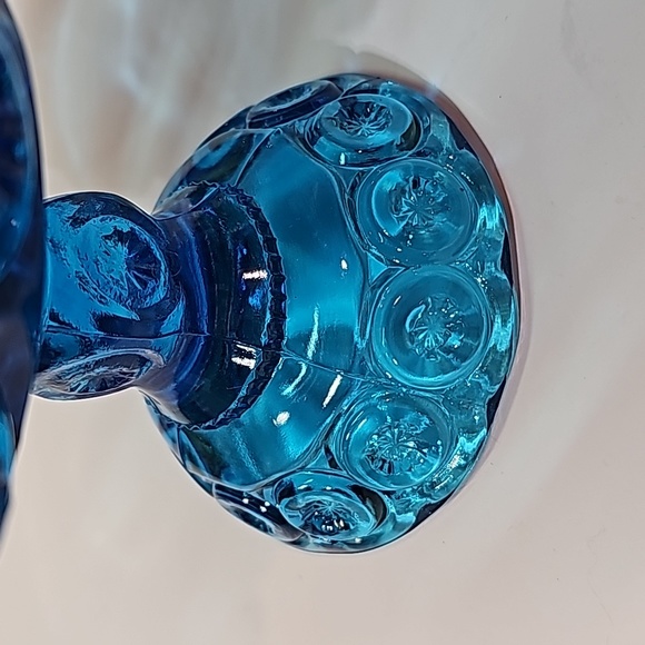 Vintage L.E. Smith Blue Moon & Stars Pedestal Compote Bowl Candy Dish - Picture 3 of 10